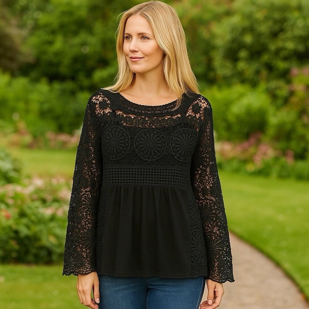NEW Sundance Nostalgic Nuance‎ Blouse Black Capsule Whimsigoth Fairy Coastal L